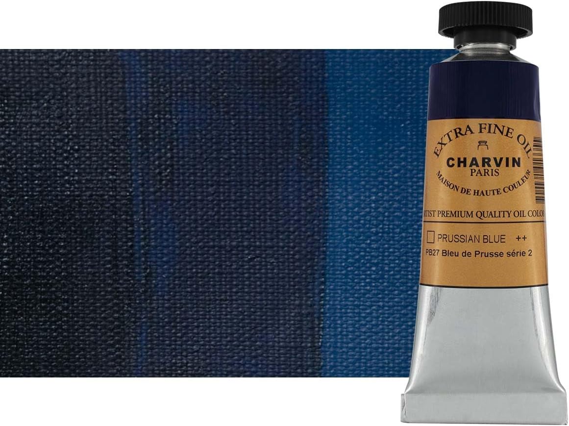 Charvin Extra Fine Oil Paint, Prussian Blue 20 ml - Triple-Milled, Rich Texture, Poppy Oil-Based, Light-Fast, Handmade, Archival Quality
