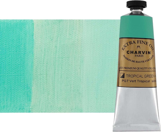 Charvin Extra Fine Oil Paint, Tropical Green 60 mL - Triple-Milled, Rich Texture, Poppy Oil-Based, Light-Fast, Handmade, Archival Quality