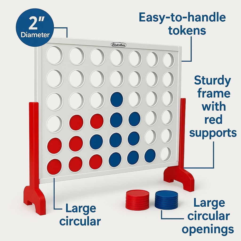 Bolaball 4 in a Row Tabletop Game – 1.8 Ft 4 to Score Game for Kids & Adults, Indoor/Outdoor Family Yard, Portable Party for Home, Picnic & Travel, Plastic Version.