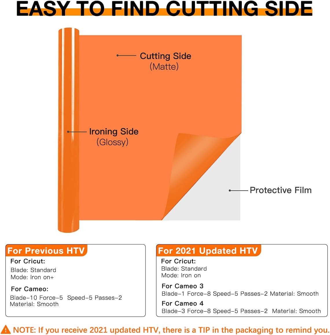 HTVRONT HTV Heat Transfer Vinyl - 12" x 8ft Orange HTV Vinyl for T Shirts, Iron on Vinyl for All Cutting Machine - Easy to Cut & Weed for Iron on Design (Orange)