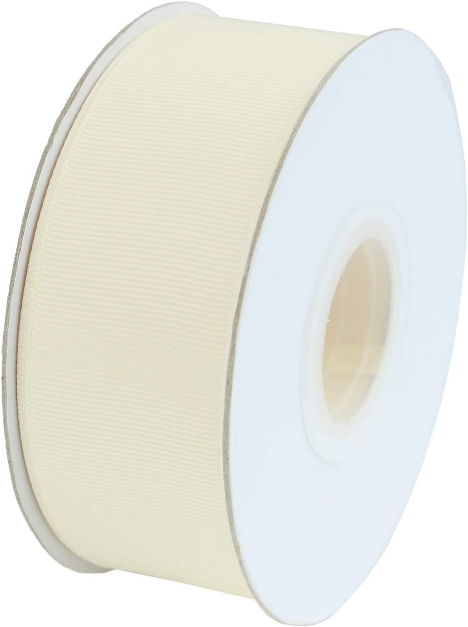 ITIsparkle 11/2" Inch Grosgrain Ribbon 25 Yards-Roll Set for Gift Wrapping Cake Decoration Party Favor Hair Braids Hair Bow Baby Shower Decoration Floral Arrangement Craft Supplies, Ivory Ribbon