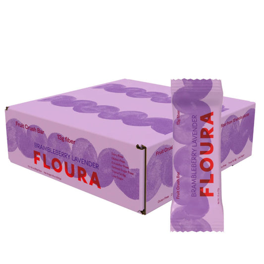 Floura Brambleberry Lavender Fruit-Forward Fiber Bars– High Fiber, Vegan, Gluten & Dairy Free, Low Calorie Healthy Snack Bars with Upcycled Produce for Gut Health [10 Pack]