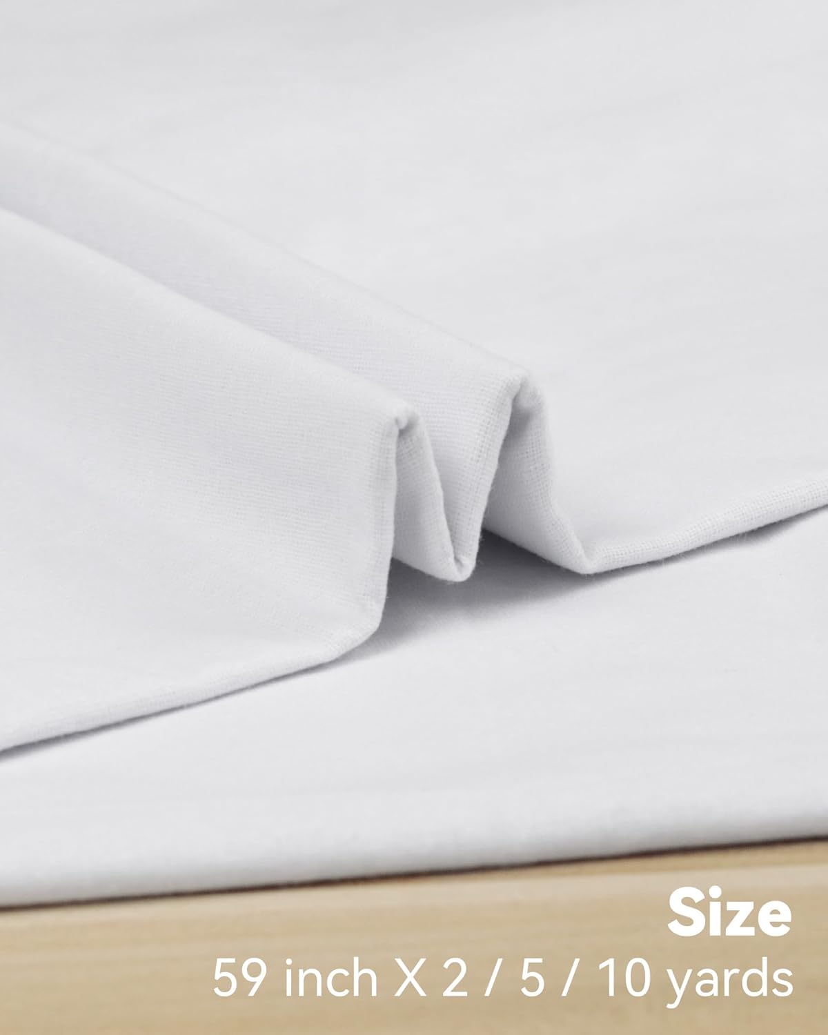 HOTGODEN Medium Weight 100% Cotton Muslin Fabric: 59 inch x 5 Yards Bleached Muslin Linen Fabric Material for Sewing Material Apparel Cloth