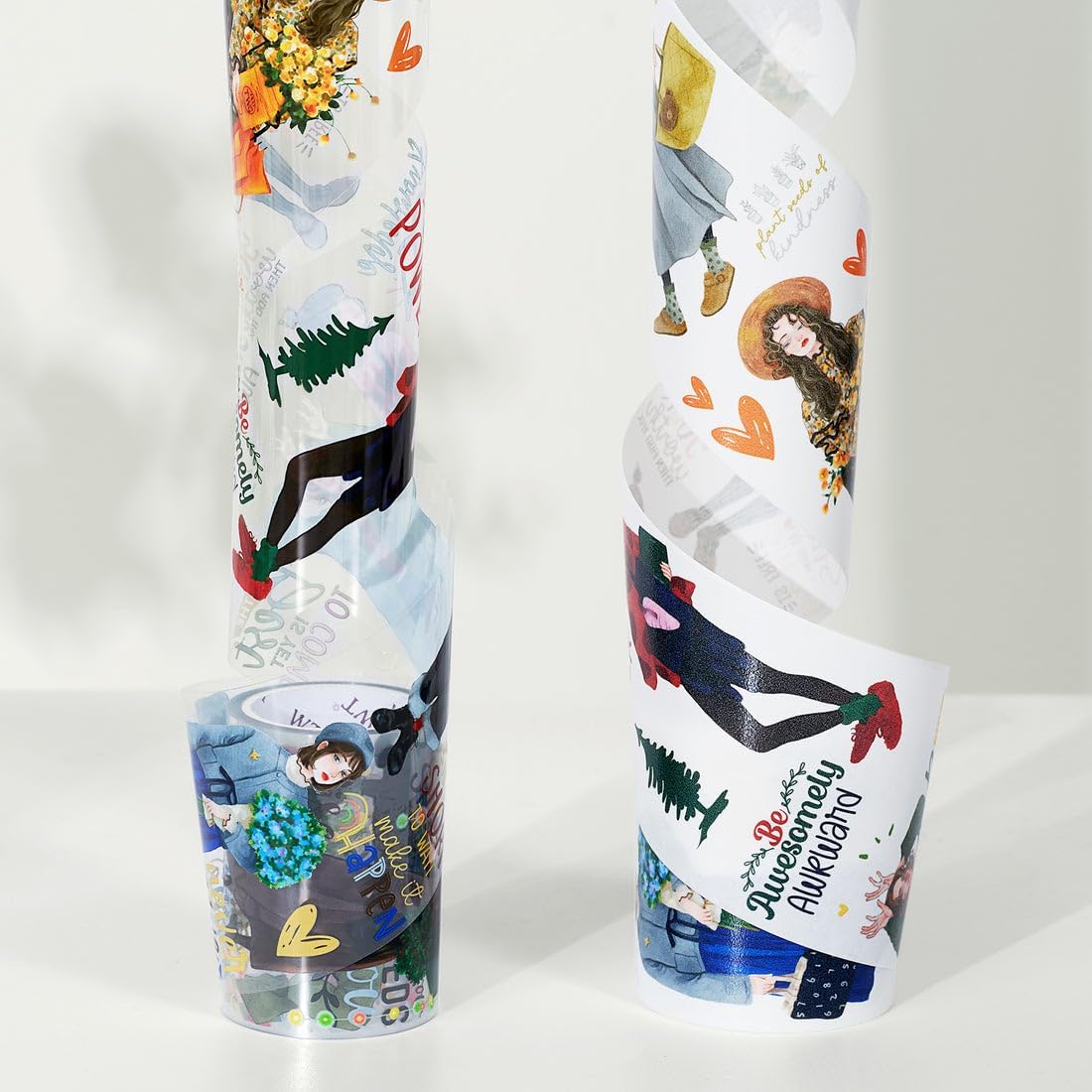 WT Fiery Dream Wide PET Tape, Single Roll, Original Fashion Girl Character Designs, Clear Decorative Tape for Journaling, Scrapbooking, Bujo Planners, DIY Crafts, Art Stationery