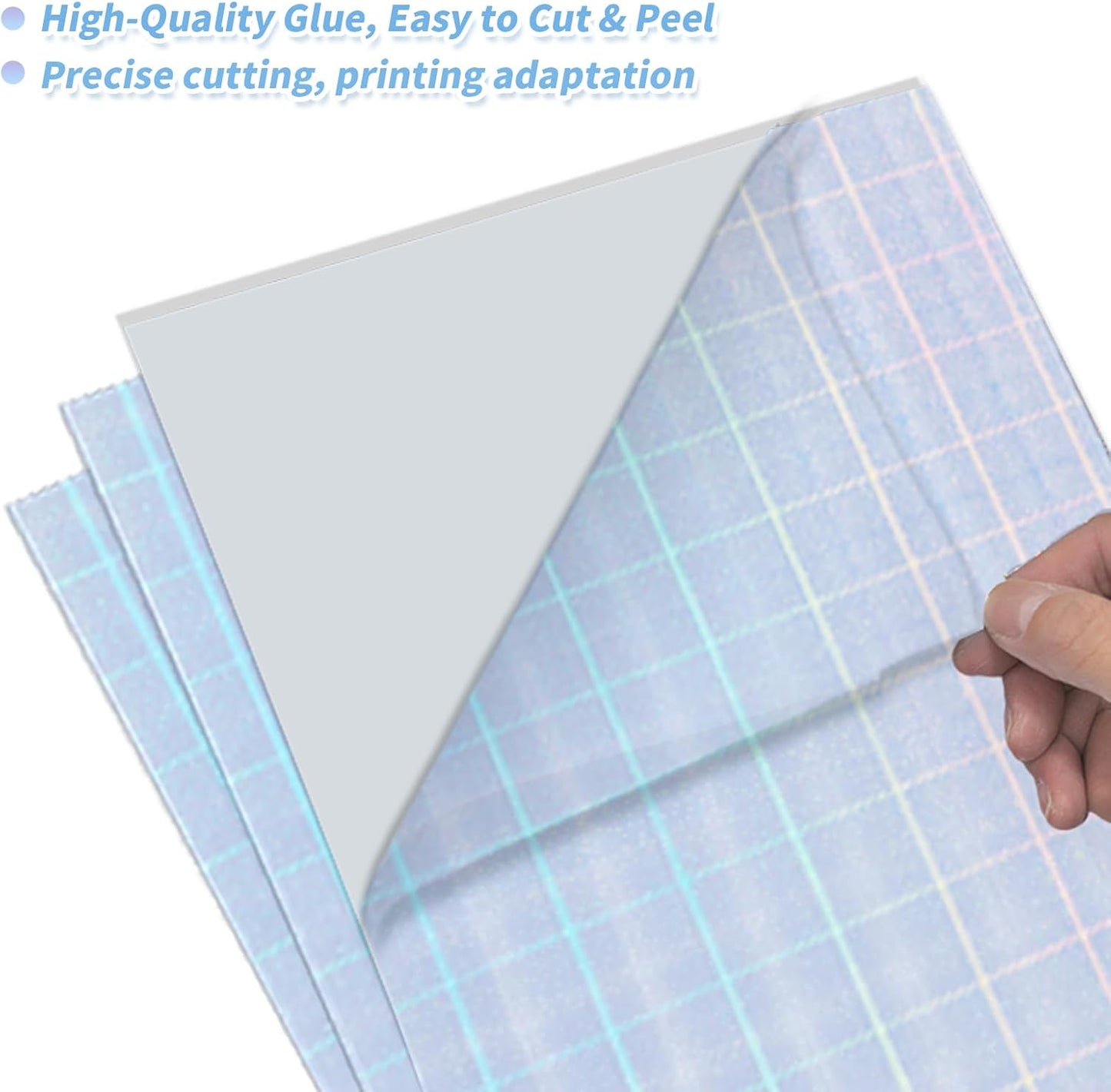 20 Sheets Printable Holographic Sticker Paper,11 x 8.5 Inches Printable Waterproof Paper Rainbow Vinyl Sticker Paper for Inkjet or Laser Printer（Laser square）