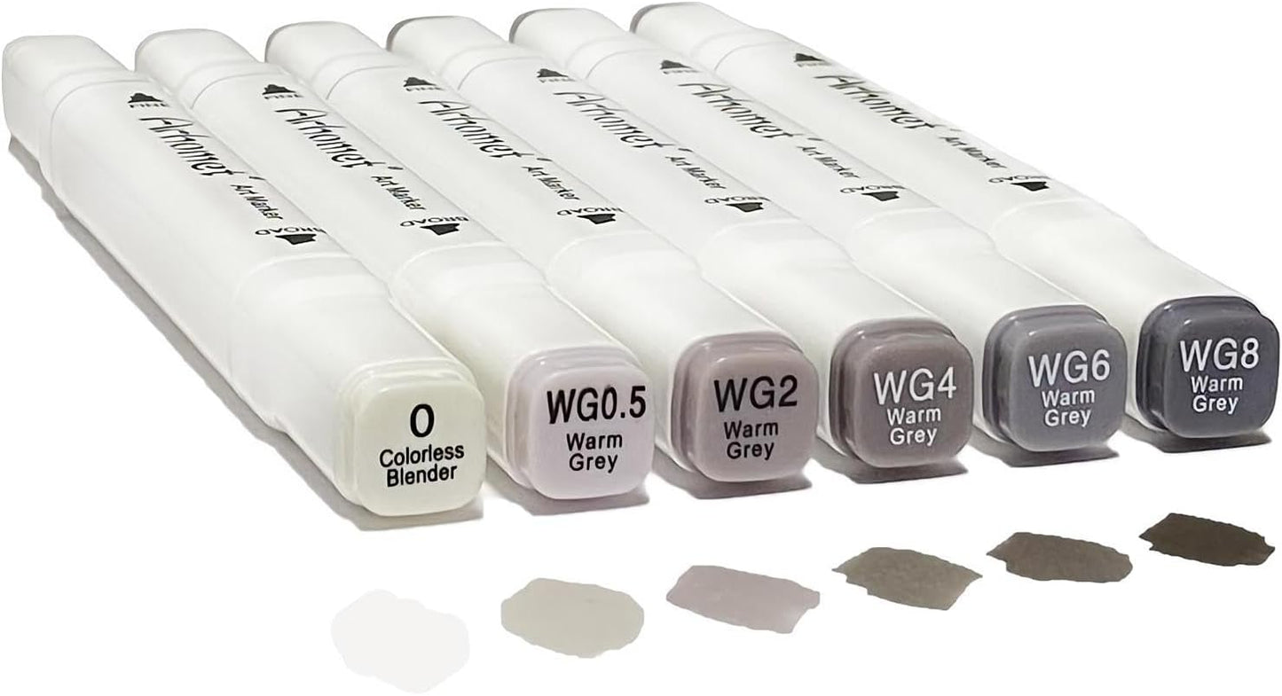 6 Colors Warm Grey Gray Alcohol Markers Set, Dual Tips Art Markers Drawing Sketched Double Tipped for Adults Beginner Kids (Warm Grey)