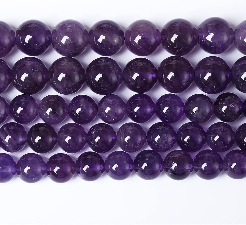 90PCS 8mm Natural Amethyst AAAAA Purple Crystal Quartz Beads Gemstones Round Stone Beads for Jewelry Making DIY Bracelet Necklace 2 Strand 32"