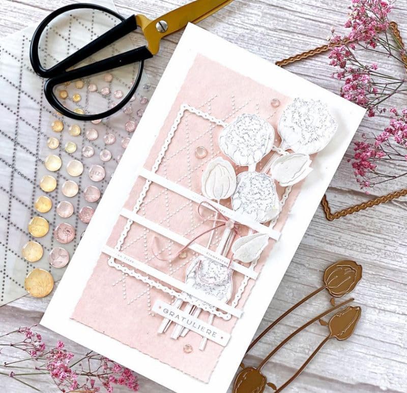 Lapoo Metal Cutting Die for Scrapbooking, 3D Backgrounds Frame New Cutting Dies DIY Album Card Making Decor Paper Craft Metal Die Cuts Party Wedding Decorations (3 Buds 4.5 x 1.7 in)