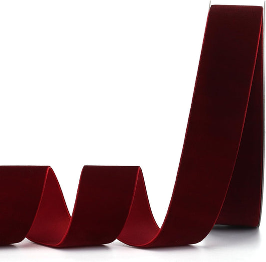 Burgundy Velvet Ribbon,2" W x 20Yd Single Face,Great for Gift Wrapping,Hair Bows,Handmade Craft and Christmas,Wedding Decoration (2" Burgundy)