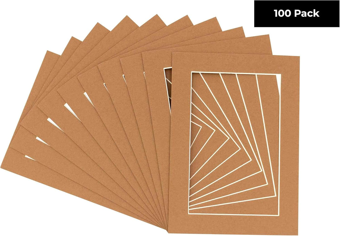11x14 Mat for 8.5x11 Photo - Precut Aged Oak Brown Picture Matboard for Frames Measuring 11 x 14 Inches - Bevel Cut Matte to Display Art Measuring 8.5 x 11 Inches - Acid Free Pack of 100 MATS