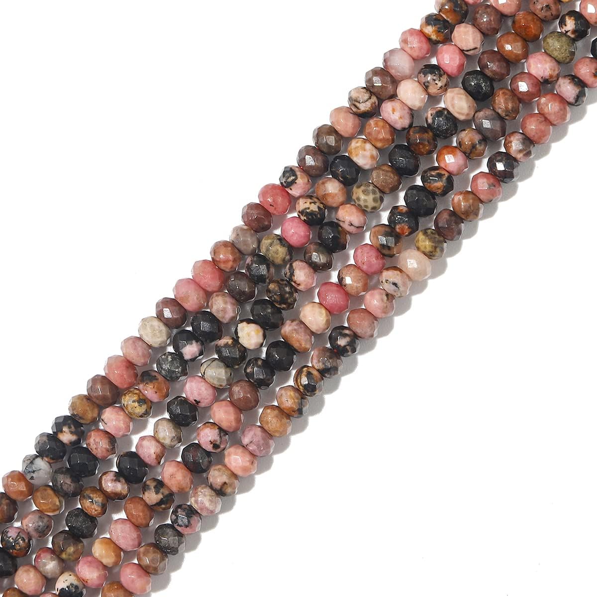Natural Rhodochrosite Beads 4x2mm 120pcs Faceted Rondelle Loose Semi Gemstone Beads for Jewelry Making Design