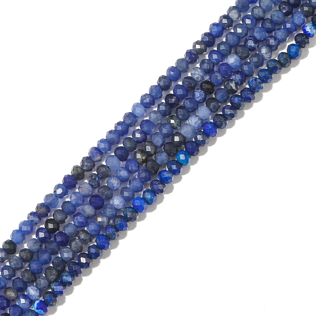 Natural Blue Sodalite Beads 4x2mm 120pcs Faceted Rondelle Loose Semi Gemstone Beads for Jewelry Making Design