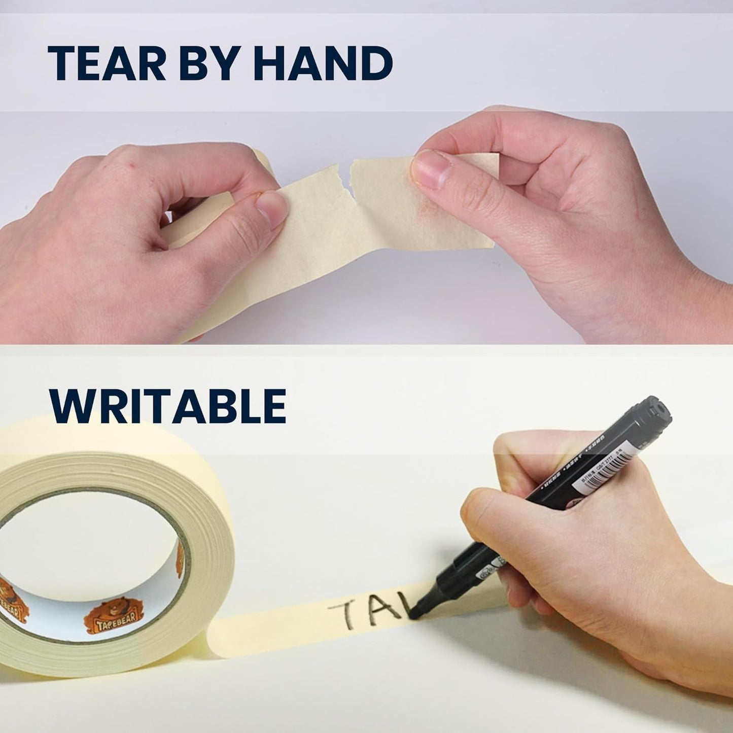 TAPEBEAR General Purpose Masking Tape 1 Inch x 60 Yards, Beige White Painters Tape for Painting, Labeling, DIY Arts Crafts, Home Office School Projects, 36 Rolls