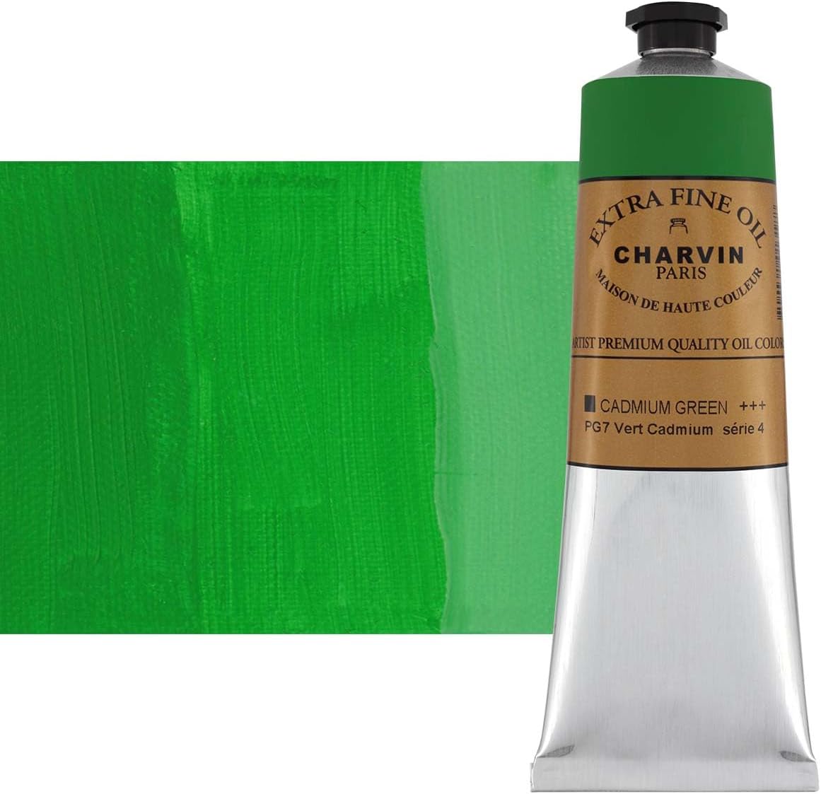Charvin Extra Fine Oil Paint, Cadmium Green 150 ml - Triple-Milled, Rich Texture, Poppy Oil-Based, Light-Fast, Handmade, Archival Quality