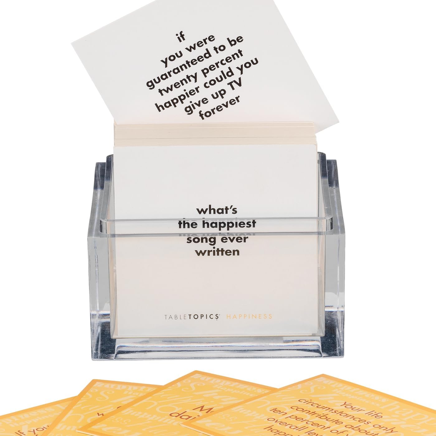 TableTopics Happiness Question Card Game - 135 Conversation Starter Cards with Tips, Ideas, & Quotes to Spark Meaningful Discussions with Adults at Dinner Parties, Girls’ Nights, and More