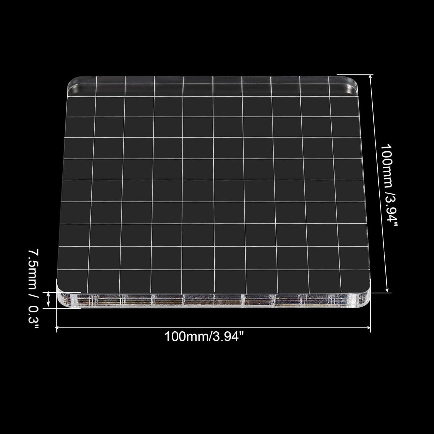 PATIKIL 4" x 4" Acrylic Stamp Block, Clear Stamping Block with Grid Lines Decorative Mounting Blocks Square for Scrapbooking DIY Crafts Card Making