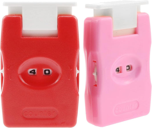 AYLIFU Knitting Counter 2set Mini Crochet Counter Knitting Manual Counter lastic Knitting Marking Tool（red and Pink）