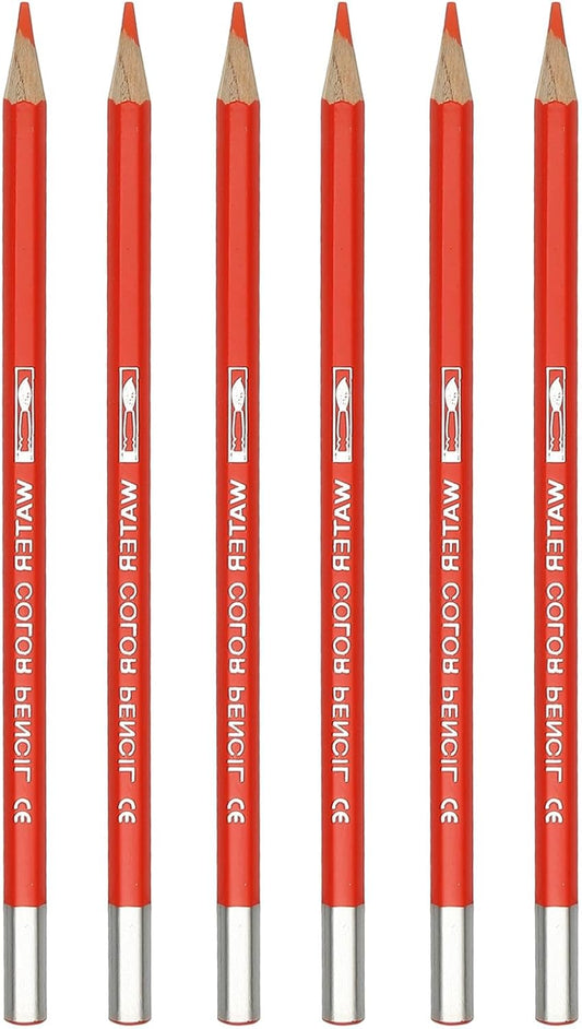 PATIKIL Watercolor Pencil, 6Pcs Water Soluble Pencils for Blending, Coloring, Sketch Drawing, Painting, Orange Red