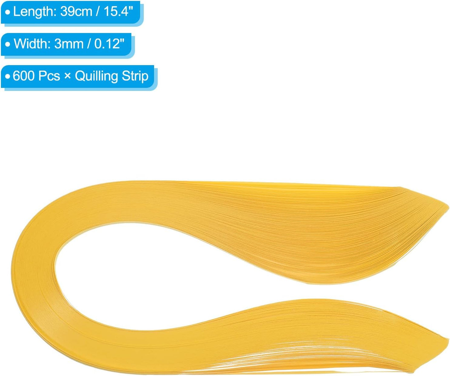 PATIKIL 600pcs Quilling Strips Paper 1/8"(3mm) 39cm Origami Paper Quilling Strip for Art DIY Hand Craft Christmas, Lemon Yellow