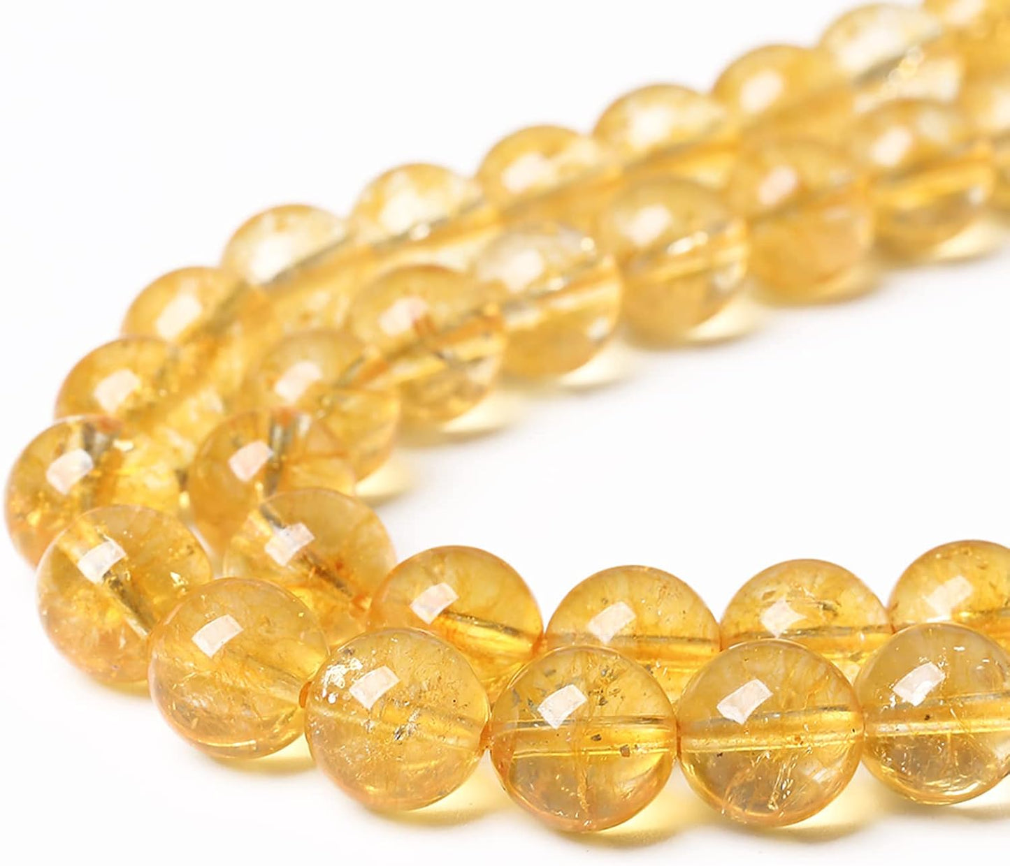 180Pcs 4mm Natural Citrine Beads for Jewelry Making Yellow Crystal Quartz Round Loose Beads DIY Bracelet Necklace Earrings 32" 2 Strands