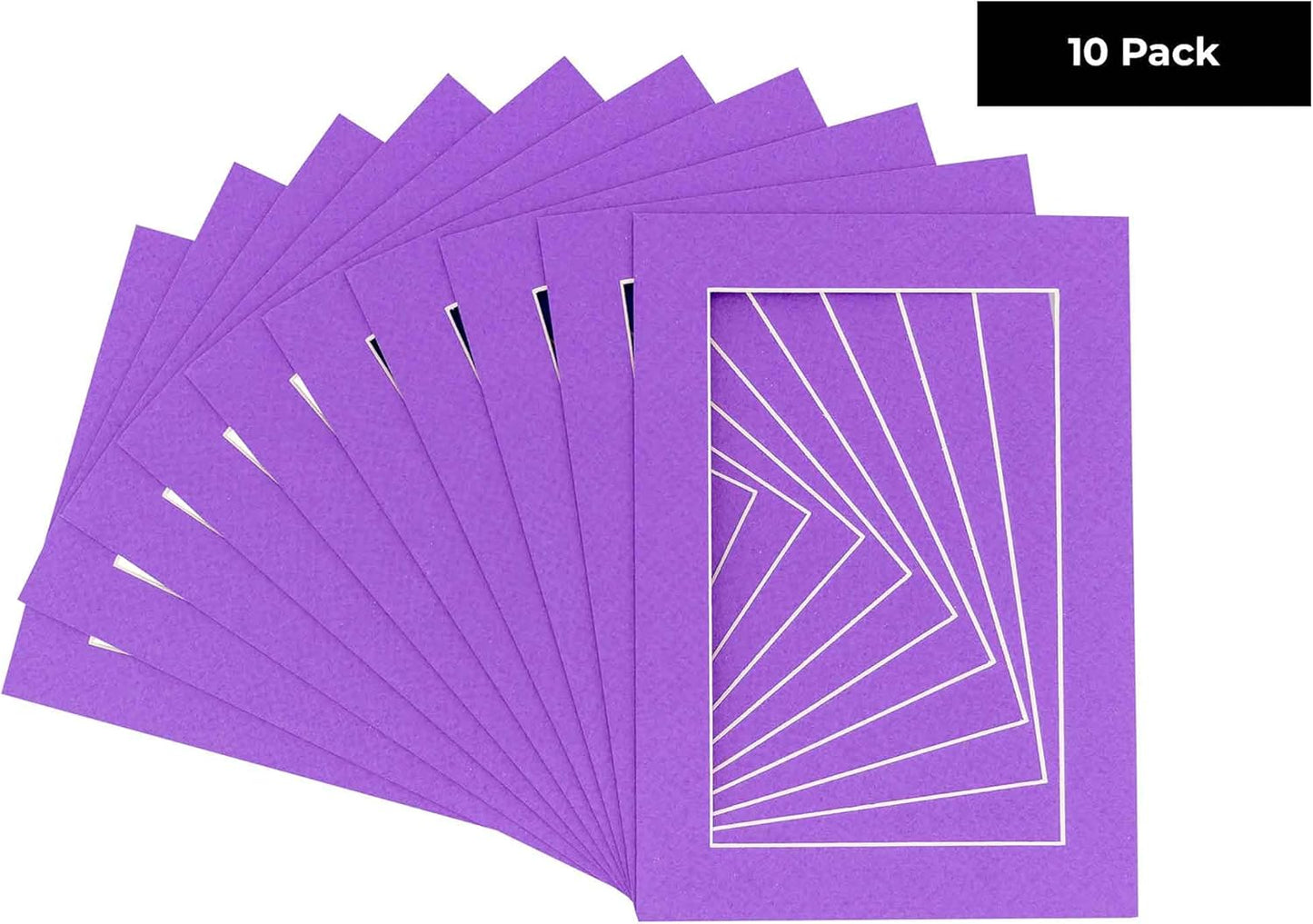 11x14 Mat for 8.5x11 Photo - Precut Purple Picture Matboard for Frames 11 x 14 Inches - Bevel Cut Matte to Display Art 8.5 x 11 Inches - Acid Free Pack of 10 MATS with Backing Boards & Clear Bags