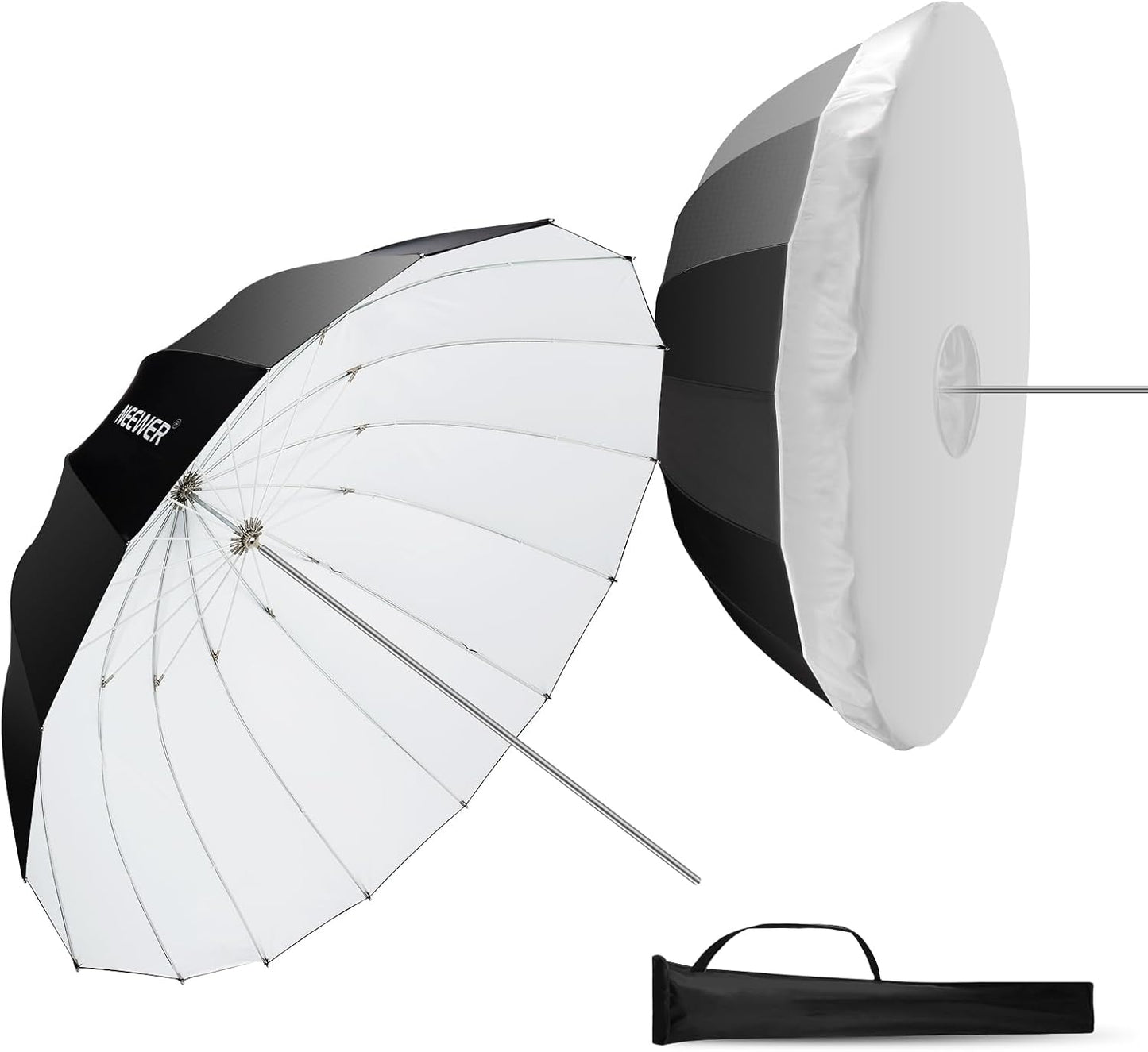 NEEWER 65"/165cm Parabolic Reflective Umbrella Photography with White Inner, Soft Lighting with Diffuser Cover, Bag, Quick Fold for Camera Photo Studio Video Light Shooting Monolight Flash, NS3U
