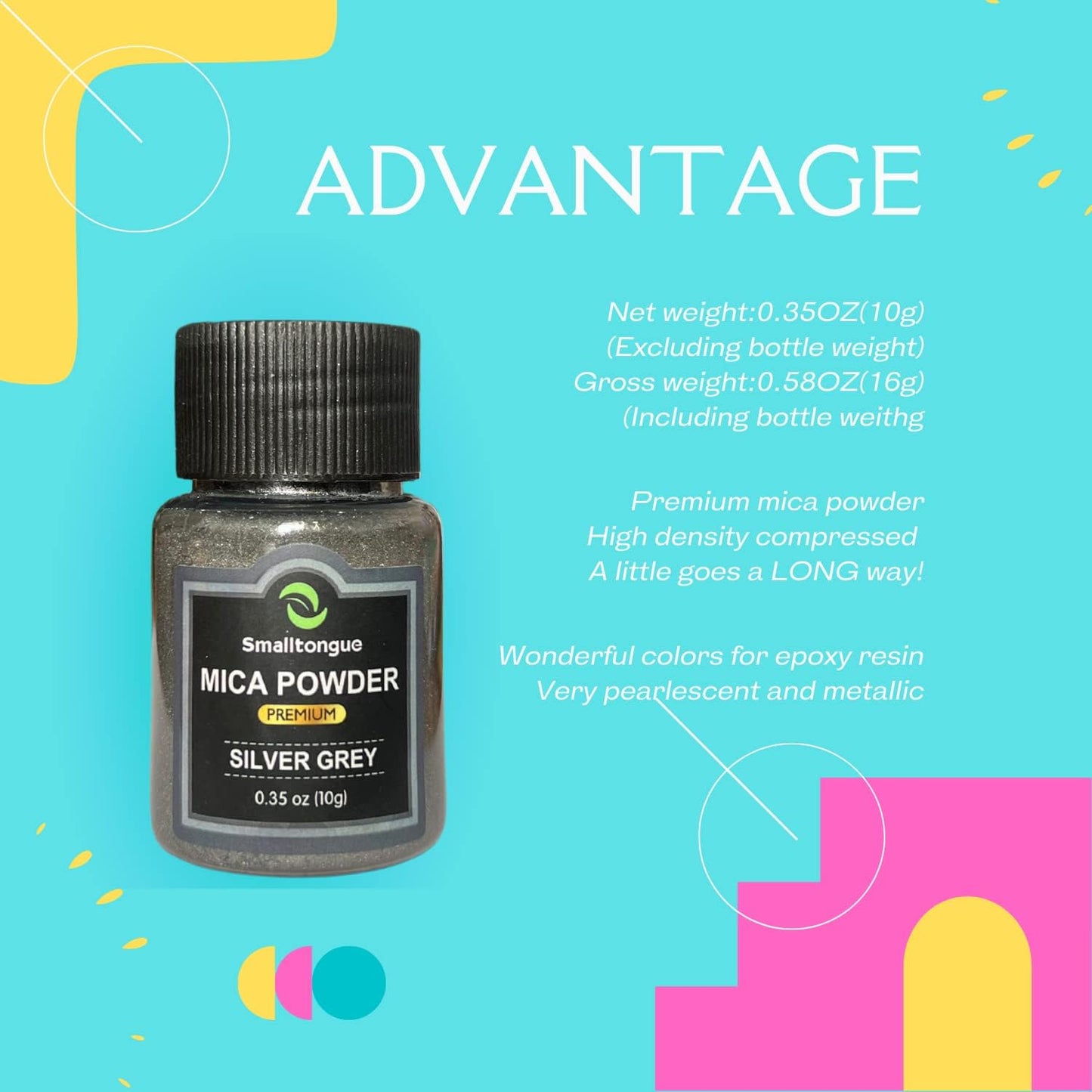 Mica Powder for Epoxy Resin, 36 Colors, 0.35 oz(10g) Bottles Mica Glitter, Pigment for Lip Gloss, Soap Making, Bath Bomb, Art Crafts, Resin Dye, Nails