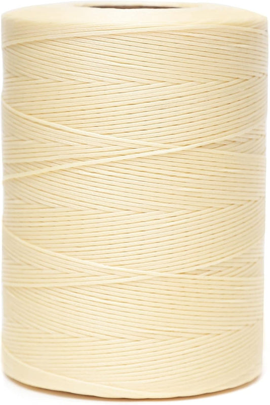 Waxed Thread,852Yards 150D 0.8mm Flat Polyester Wax Thread for Hand Sewing Leather Craft DIY Projects Shoes Repair Book Binding(Beige)