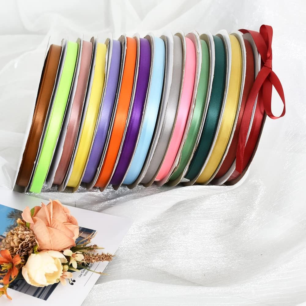 TONIFUL 3/8 Inch x 100yds Dark Gold Satin Ribbon Thin Solid Fabric Ribbons Roll for Gift Wrapping Invitation Floral Hair Balloon Craft Sewing Party Wedding Popsicles Decoration Valentine's Day Bouquet