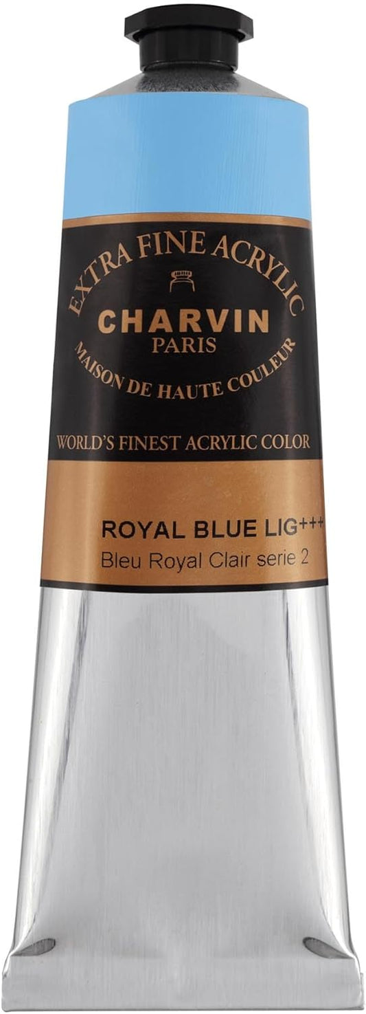 Charvin Extra Fine Professional Acrylic Paint - Royal Blue Light, 150ml Tube, Triple-Milled, Lightfast Pigments, Open Stock Artist Acrylic Paints in Nature-Inspired Hues