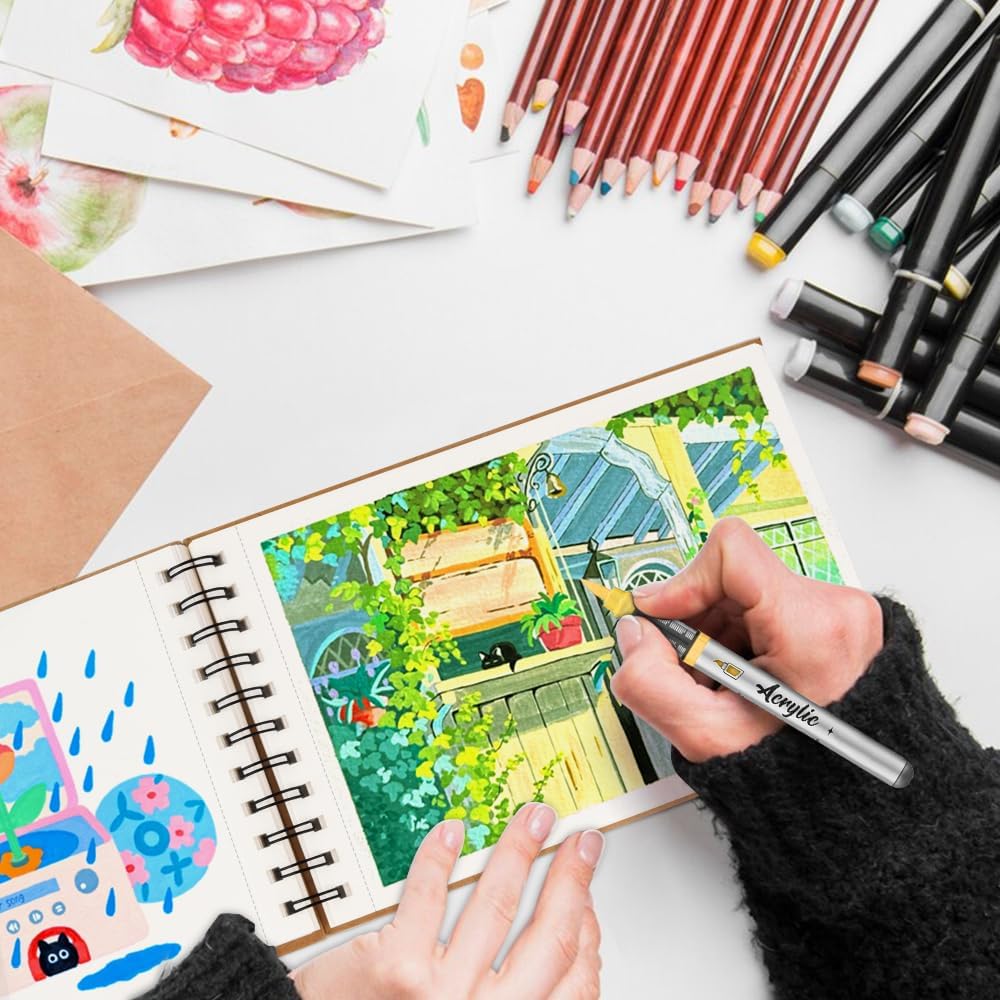 8.3x5.8 Sketch Book, Top Spiral Bound Sketch Pad, 60sheets 92lb/150gsm Nature White Paper, Acid-Free Mixed Media Paper for Painting, Dawing & Art Supplies. N-Ginger