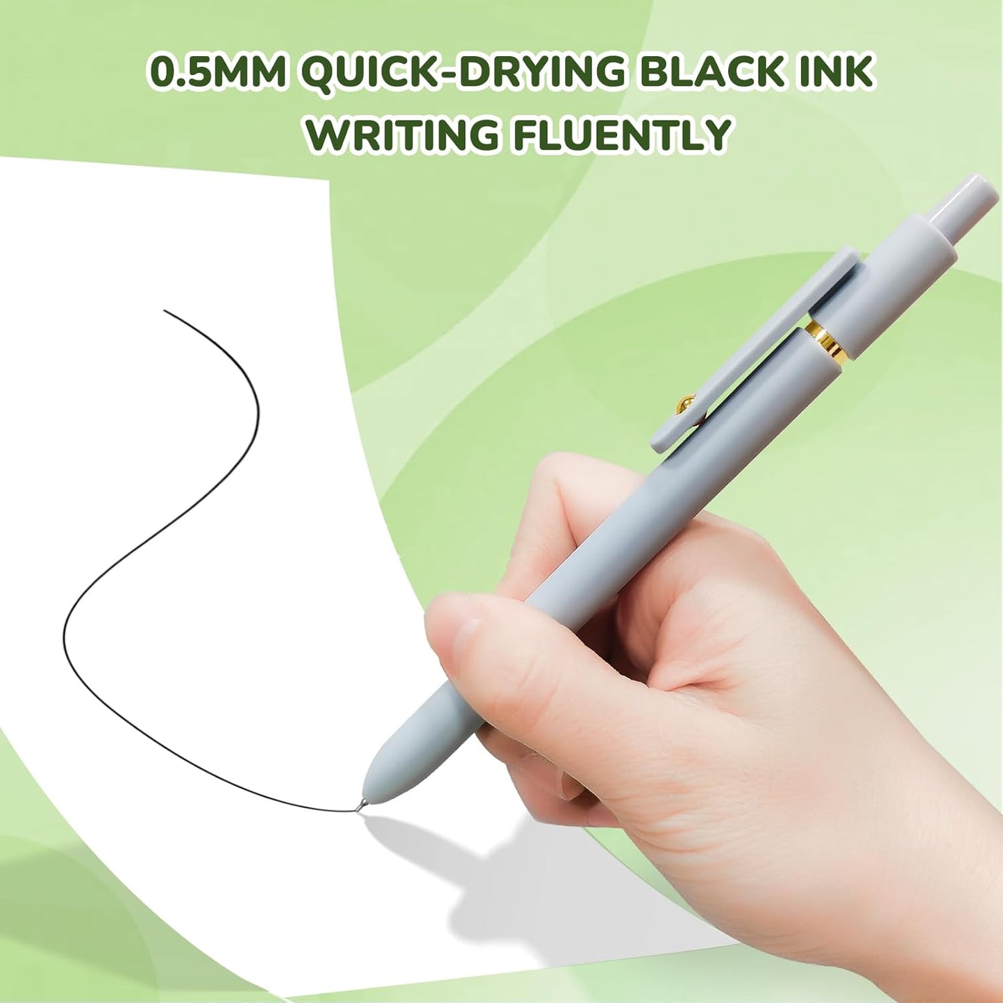 Gel Pens, 6 Pcs Black Ink Pens for Women, 0.5mm Fine Point Smooth Writing Pens, High-End Series Retractable Pens for Journaling Note Taking (6 Pcs Gold Morandi)