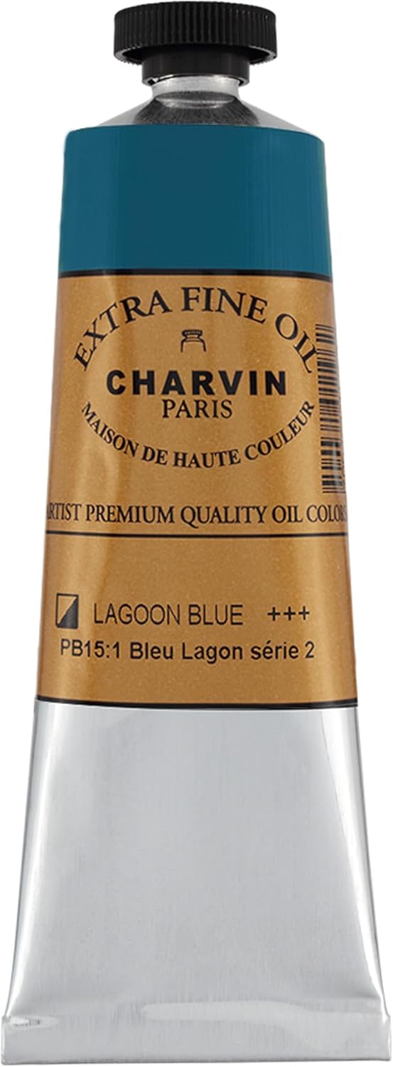 Charvin Extra Fine Oil Paint, Blue Lagoon 60 mL - Triple-Milled, Rich Texture, Poppy Oil-Based, Light-Fast, Handmade, Archival Quality