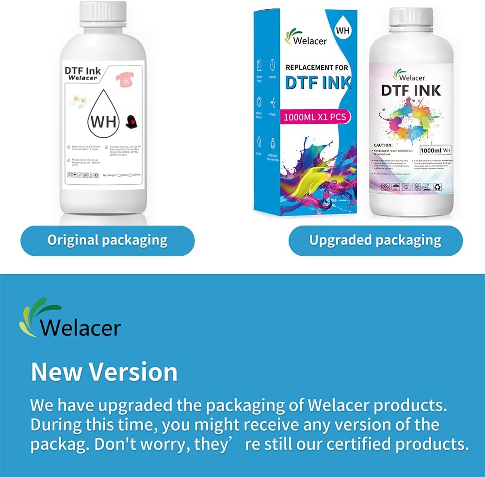 DTF Ink White 500ml - Premium Heat Transfer Ink Conversion Kit Refill for I3200, XP600, R1390,L1800, ET2800 ET8500 R2400, L800, 1430, P400, P800, XP-15000 All DTF Printers,for DTF Film