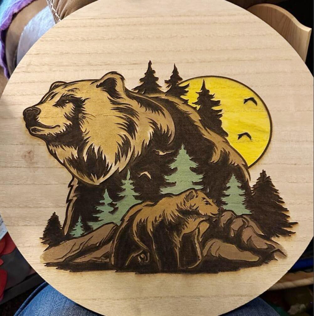 Animal Wood Burning Stencils for Painting 12” Deer Stencils Horse Stencil Bear Wolf Moose Drawing Templates for T-Shirt Fabric Wood DIY Crafts