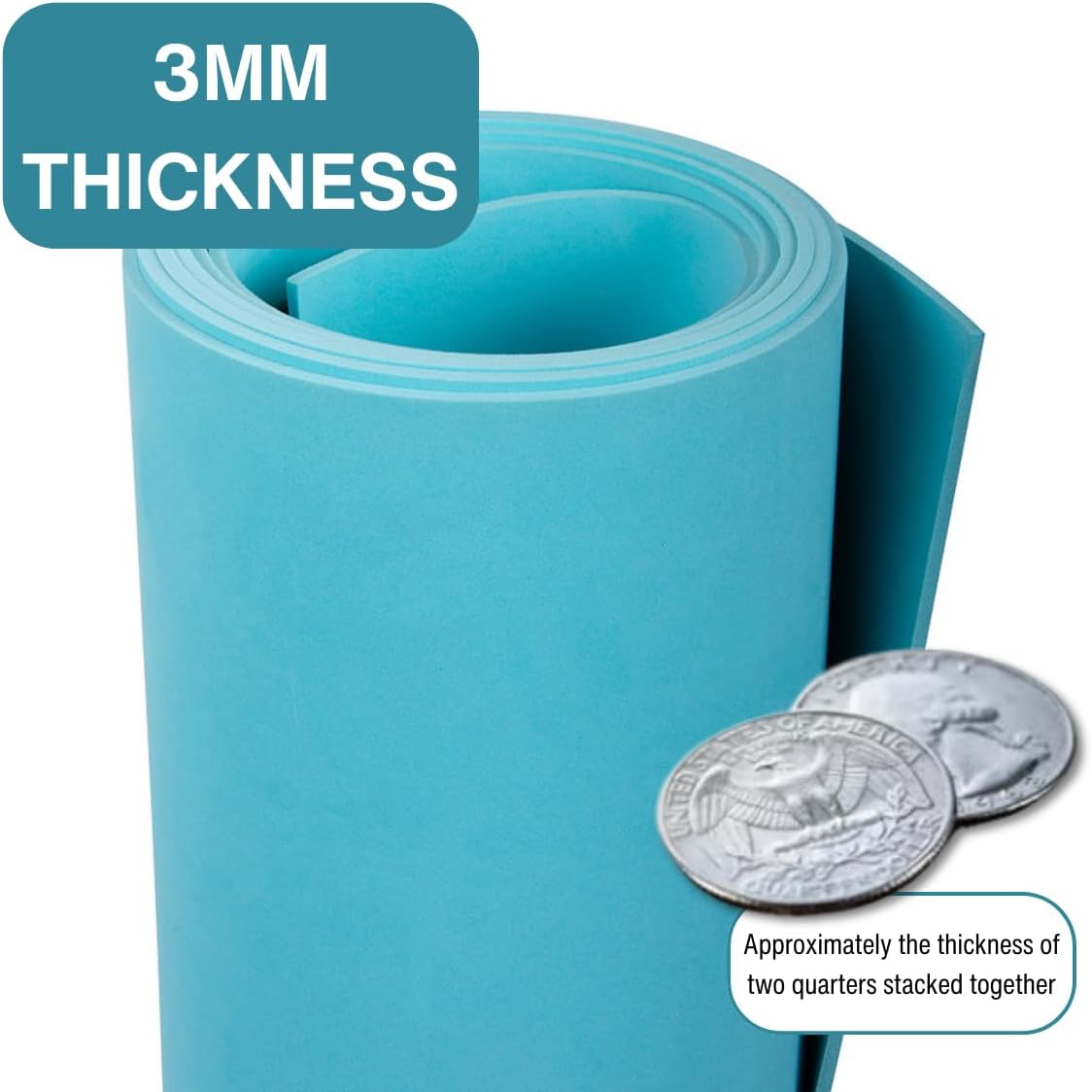 LotusFoam Large 3mm EVA Foam Sheet - 44"x 85" High Density Foam 130 kg/m3 for Cosplay, Costumes, Crafts, Flooring, Outdoor Use - 35 Colors (Sky Blue) - Sky Blue