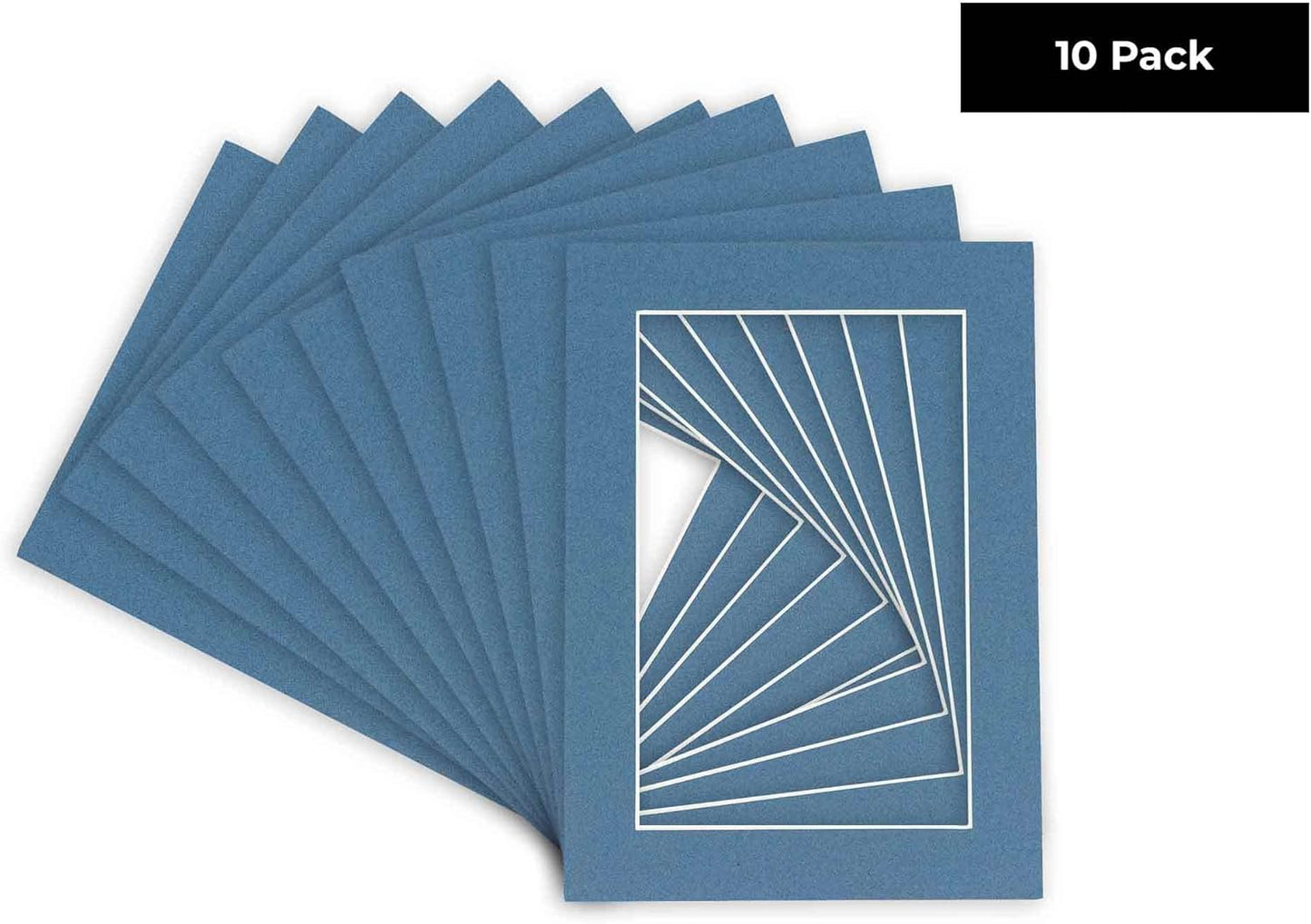 8x10 Mat for 6x8 Photo - Precut Steel Blue Picture Matboard for Frames Measuring 8 x 10 Inches - Bevel Cut Matte to Display Art Measuring 6 x 8 Inches - Acid Free Pack of Ten MATS