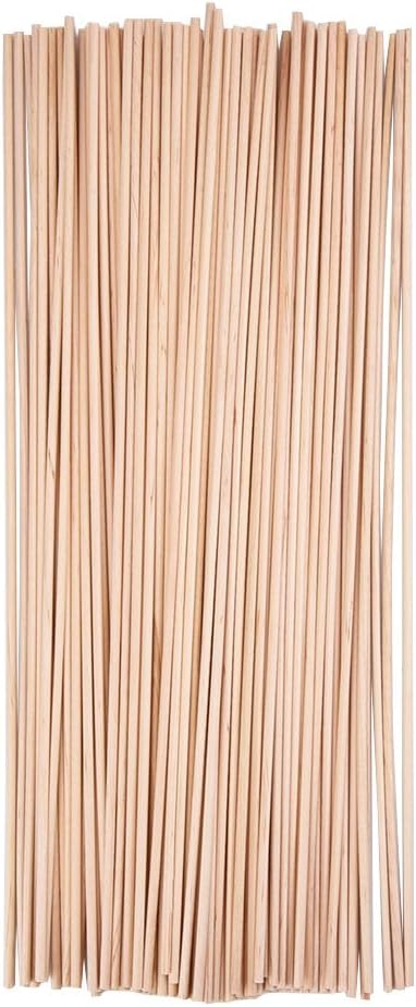 eBoot 100 Pack 1/8 x 12 Inch Unfinished Natural Wooden Craft Dowel Rods Sticks for Crafting and DIY