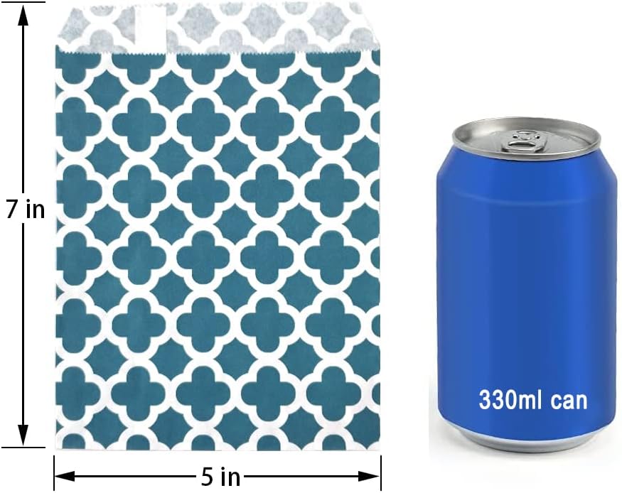 KEYYOOMY 200 Navy Blue Candy Buffet Bags - Small Polka Dot Paper Treat Bags for Wedding & Birthday Party (5x7 inch)