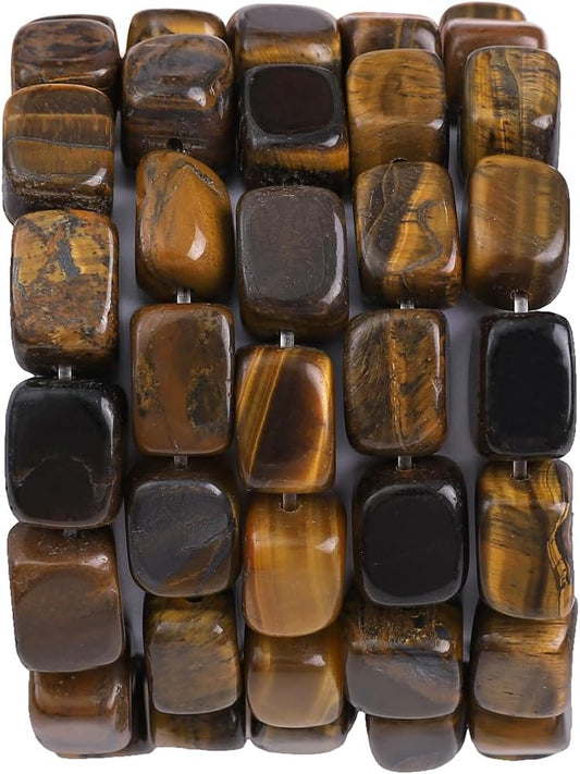 Natural Yellow Tiger Eye Cuboid Stone Loose Semi Gemstone Beads for Jewelry Making 8mmx12mm 38cm/Strand