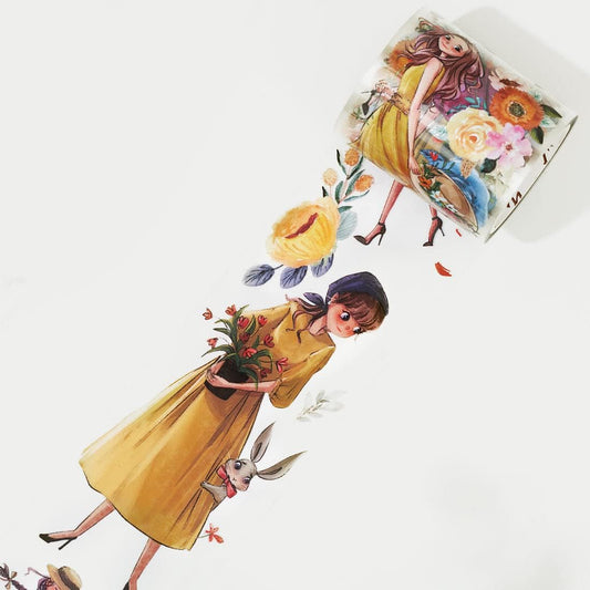 WT Carefree Wide PET Tape, Single Roll, Original Character Designs, Transparent Decorative for Journals, Planners & DIY Crafts