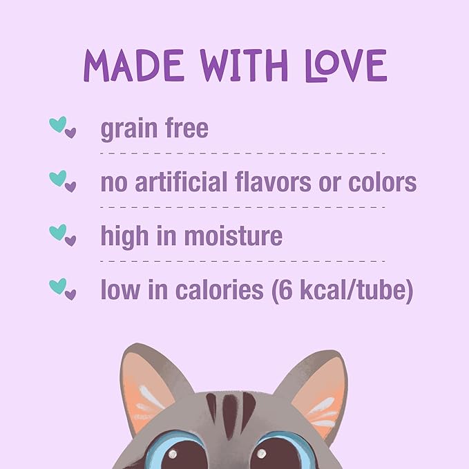 LOVE, NALA Lickable Cat Treats – Grain-Free Squeeze Up Mousse Puree for Cats – Natural, Tasty Wet Cat Treats – Tuna Flavor – 24-Pack