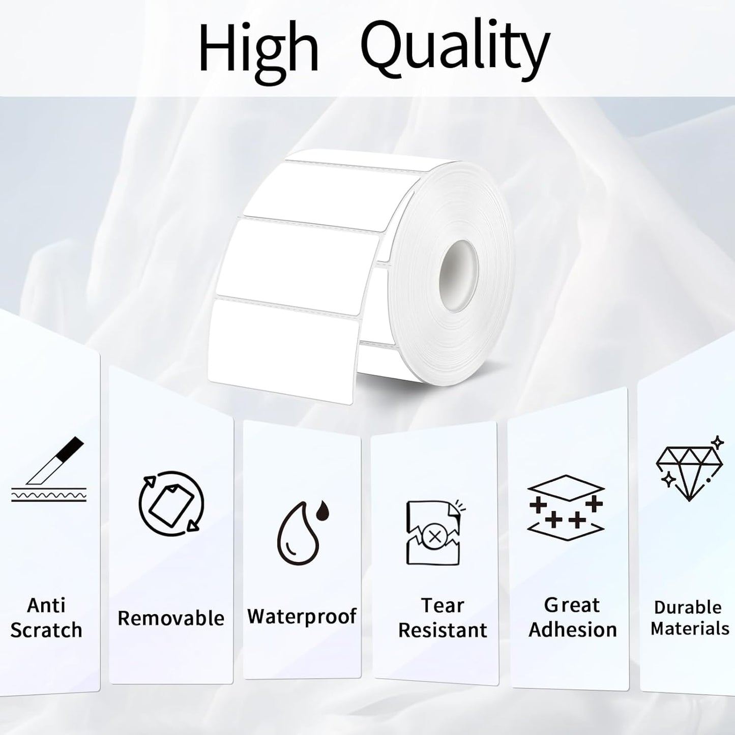 2.25"x1.25" White Thermal Sticker Labels, Self-Adhesive Direct Thermal Printer Barcode Labels Paper, Waterproof/Removable/Perforation Line Design- 300 Sheets