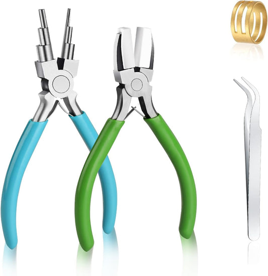 2 Pieces 6 in 1 Jewelry Pliers Jewelry Making Tool Bail Making Pliers wire bending pliers Wire Bending for Beading Looping Shaping Wire DIY Crafts,Bending Jewelry Makings Looping Crafts