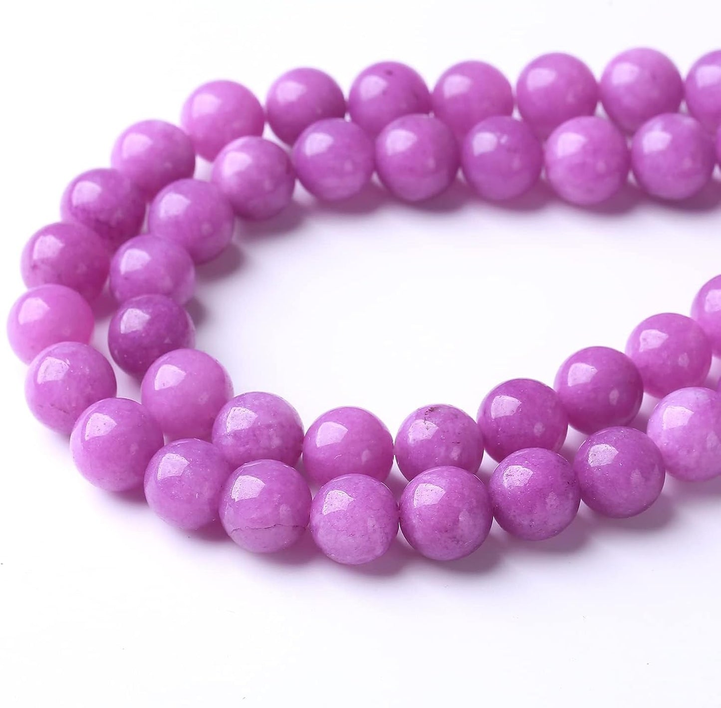 90PCS 4MM Natural Purple Jade Beads Round Loose Stone Beads for Jewelry Making DIY Energy Stone Healing Power Bracelet 15"
