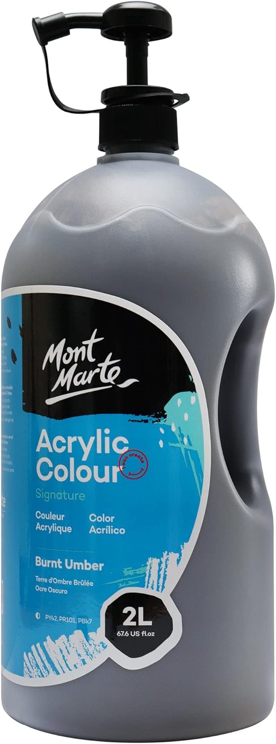 Mont Marte Discovery School Acrylic, Carmine, 1/2 Gallon (2 Liter). Ideal for Students and Artists. Excellent Coverage and Fast Drying. Pump Lid Included.
