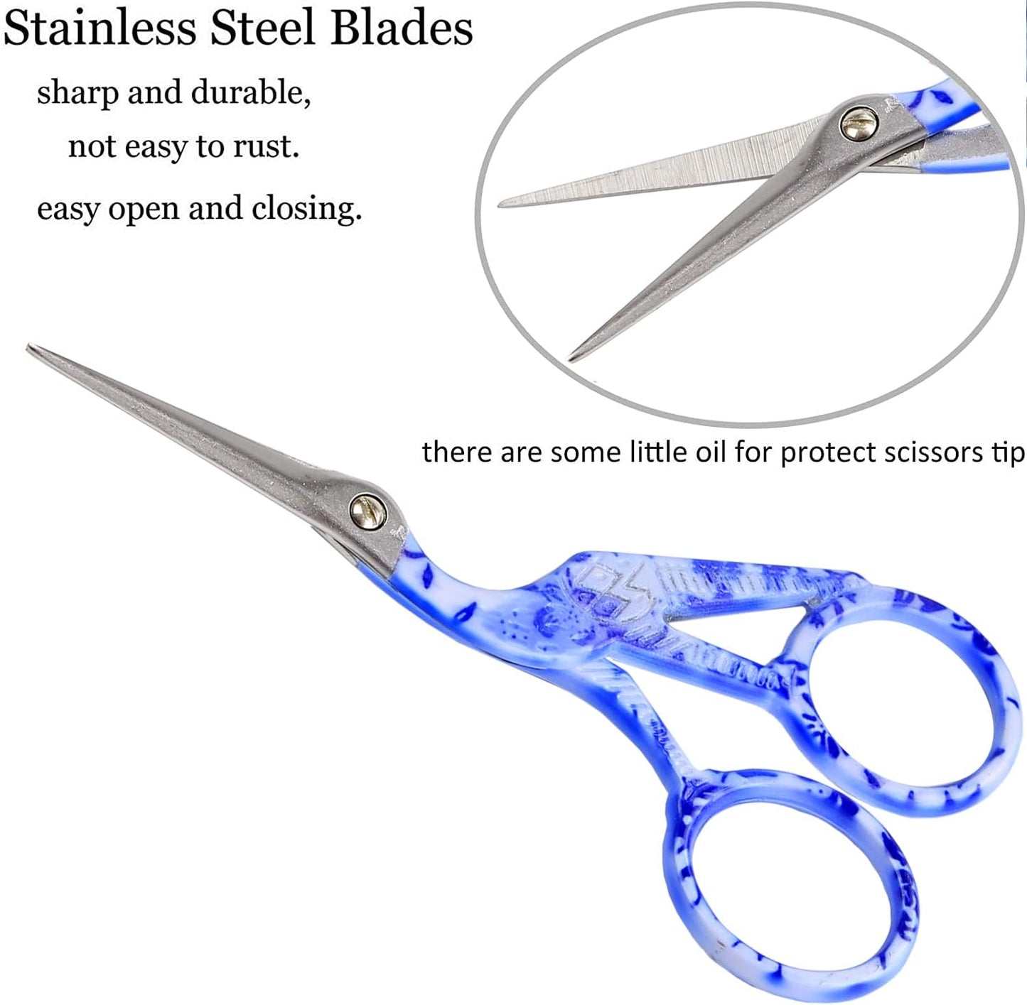 BIHRTC 4.5inch Crochet Scissors with Case Thread Embroidery Scissors Stainless Steel Sharp for Household Handicraft Needlework Threading DIY Art Handcraft Tool