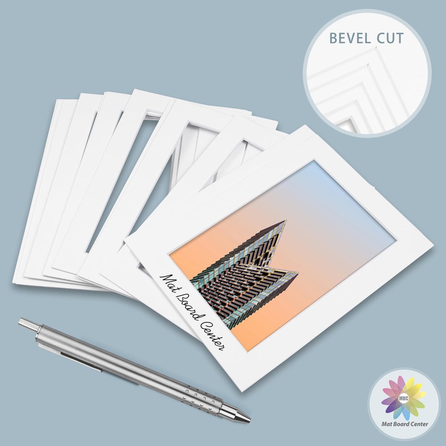 MBC MAT BOARD CENTER, 10 Pack 16x20 for 8x10 White Picture Mats Frame Mattes, Bevel Cut, Acid Free, 4-ply Thickness