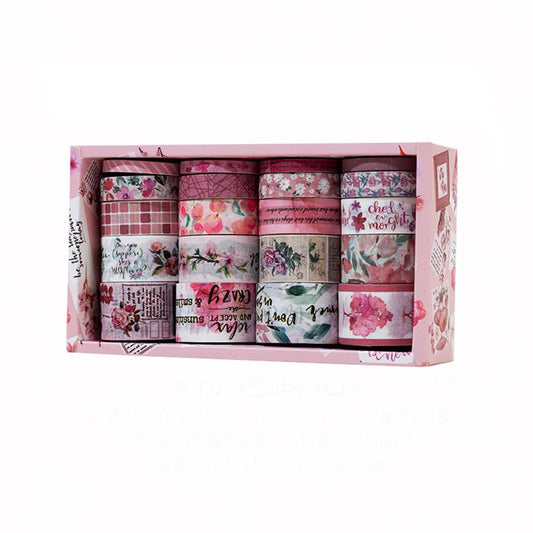 MAFELOE Decorative Vintage Washi Tapes Set 20 Rolls 2 Meters Long, Adhesive Scrapbook Junk Journaling Art Craft Collage Supplies-Forest Dream Series-Pink (WT-M4-SLMJ)