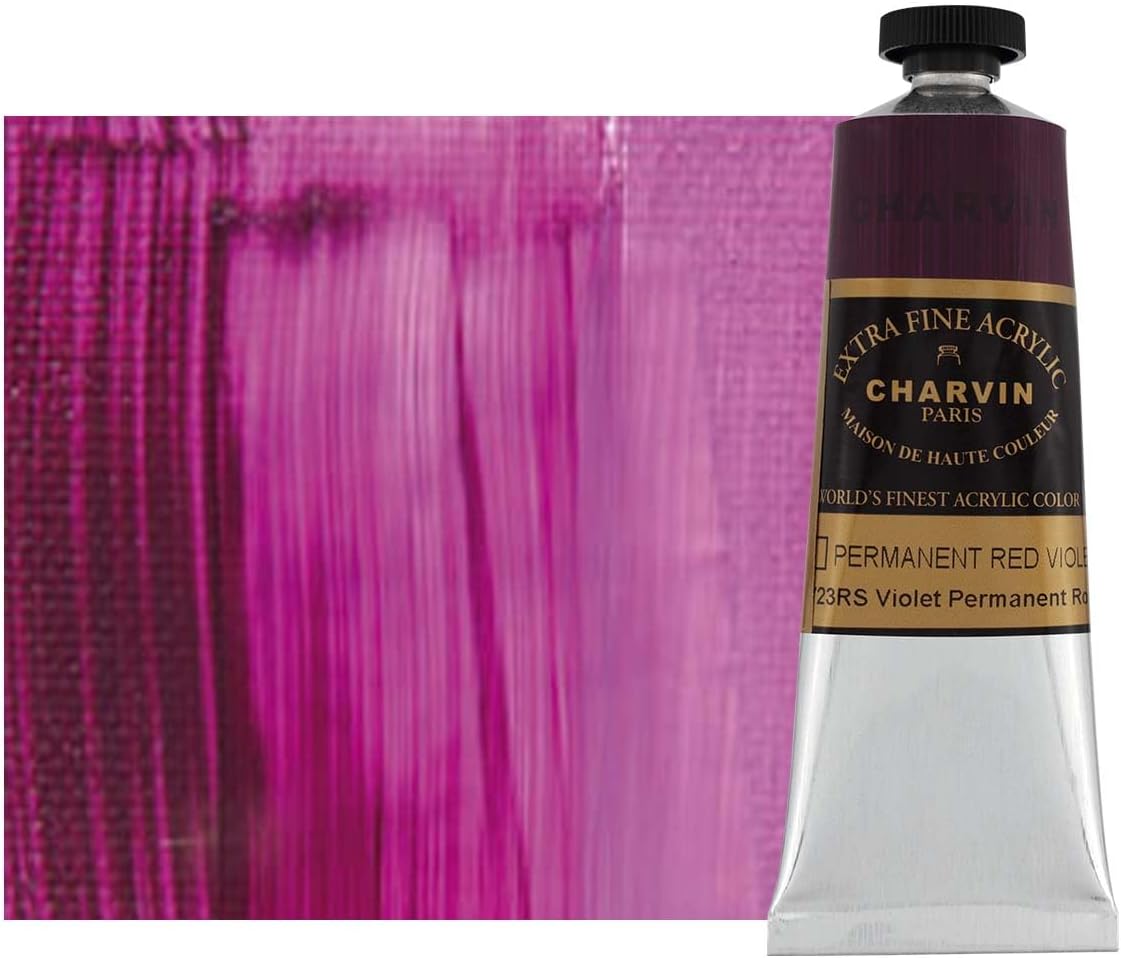 Charvin Extra Fine Professional Acrylic Paint - Permanent Red Violet, 60ml Tube, Triple-Milled, Lightfast Pigments, Open Stock Artist Acrylic Paints in Nature-Inspired Hues